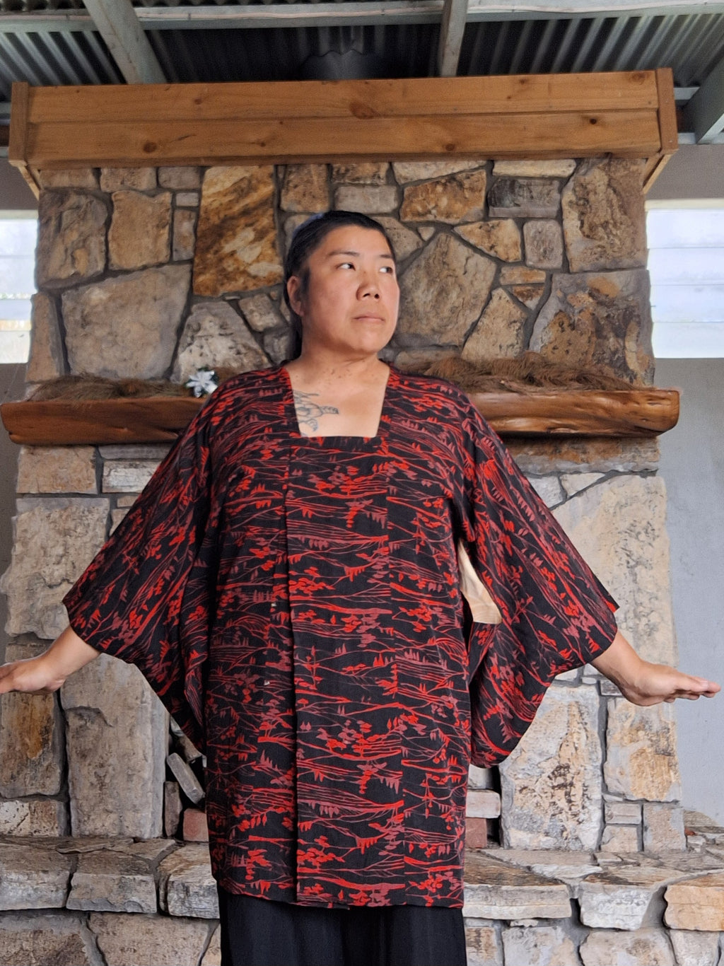 Soft silk Michiyuki Jacket - Trees